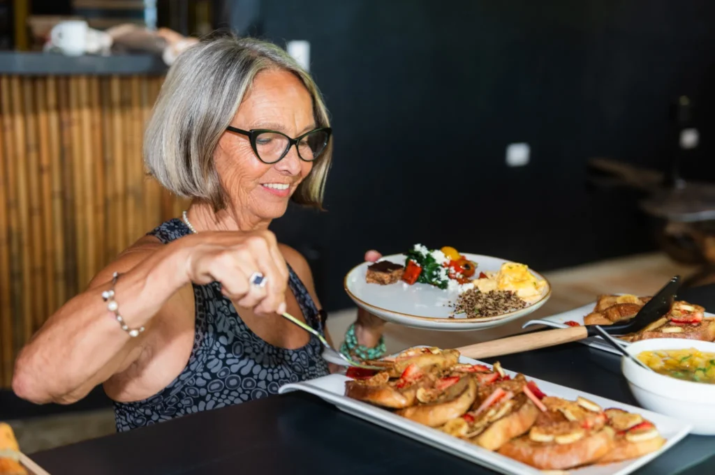woman plating french toast